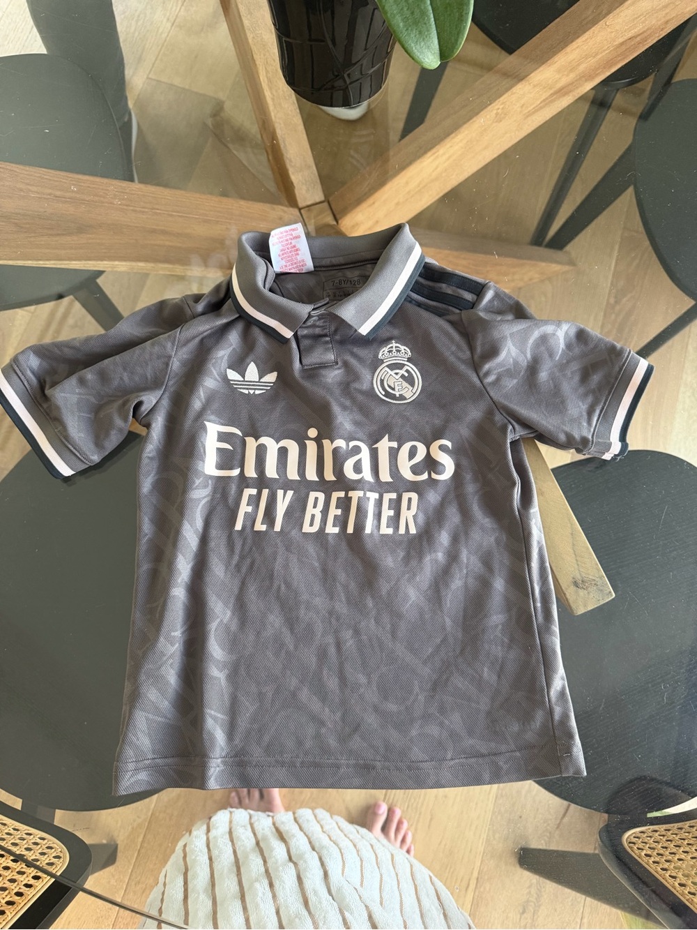 Mbappe Kids Gray Real Madrid Emirates Polo